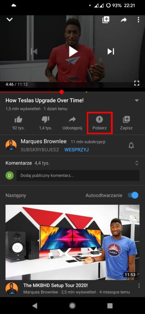 youtube premium pobieranie w aplikacji